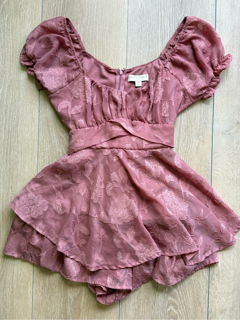 Y2K Fairy Dusty Rose Pink Floral Coquette Lace Romper S